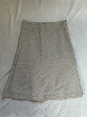 Vintage Evie Women’s Cream Beige Embroidered Linen Floaty Skirt Y2K - Size 10 - Image 1 of 4