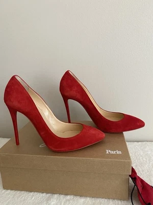全新 Christen Louboutin 红色绒面革高跟鞋 38.5 码 — 第 1/4 张图片