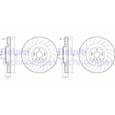 2X DELPHI Disques de Frein 375mm Ventilé Perforé Avant Pour Mercedes-Benz - Photo 1/2
