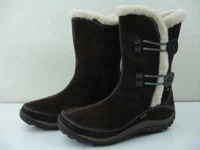 Botas para mujer 8 M Merrell Yarra Apres marrón gamuza aisladas impermeables ribete de piel Foto 1 de 4