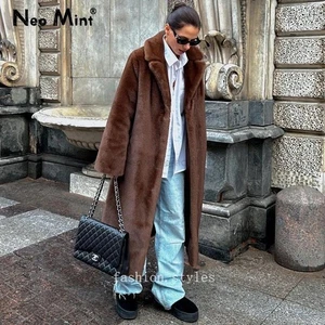 Fur Long Wool Overcoat Wool Loose Mink Fur Wool Fur Jacket Warm Thicken Casual - Picture 1 of 24