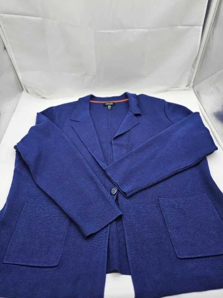 Isaac Mizrahi Live Women's Top Sweater Plus Size 2X Estate Single Button Blue - Image 1 of 4