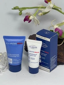 2x Clarins Men Moisture Gel - .17 oz & Revitalizing Gel - .4 oz - New - Picture 1 of 3
