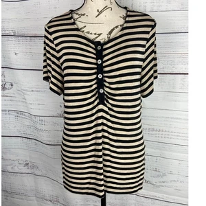 Camisa Chicos 2 Mujer L Rayas Slinky Elastizada Mangas Cortas 1/4 Botones - Imagen 1 de 11