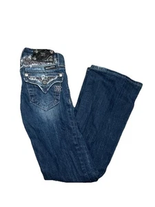 Miss Me Girls Denim BootCut Jeans Embellished Size 7 - Picture 1 of 5