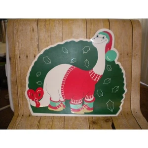2 manteles individuales de dinosaurio de Navidad de colección Brontosaurus arco de acebo sombrero de Santa decoración de mesa - Imagen 1 de 7