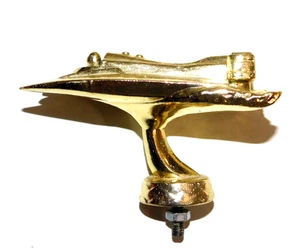 Vintage MCM Race Boat Hydrofoil Speed boat METAL Gold Tone Speedboat Trophy Top - Picture 1 of 14