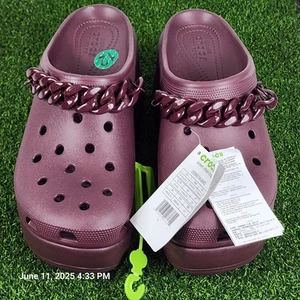 Crocs Siren Chain Clog Dark Cherry Men's 10 Women's 12 Platform Heels New Tag - Picture 1 of 6