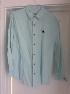 Guy Harvey Mens Pristine button-down with logo. tan buttons, 100% cotton  - Picture 1 of 6