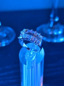 Cubic Zirconia 18K GE White Gold Electroplate Ring Size 7.75 - Picture 1 of 8