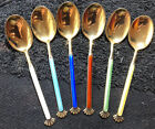 6 Norway Sterling Silver Enamel Coffee Spoons By Aksel Holmsen