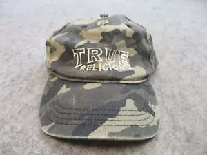 True Religion Hat Cap Adjustable Snapback Green Camo Mens Spellout - Picture 1 of 5