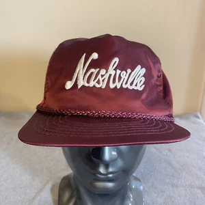 Vintage Nashville Trucker Hat Red White Cap Snapback Rope Embroidered 90s - Picture 1 of 8