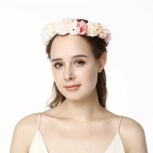 Floral Crown Flower Garland Headband Floral Headpiece Halo Wedding Party Photos - Picture 1 of 9