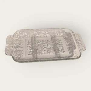 Crystal Relish Tray Server Plate, 3 Sections, Handles, 13" Dish. Fantasia #534 - Picture 1 of 10