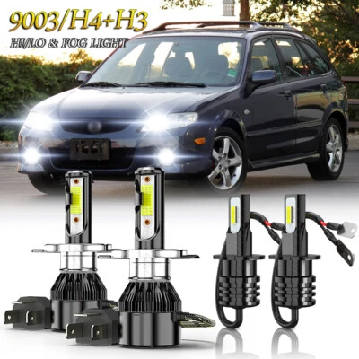 For Mazda protege 2001 2002 2003 6000K LED Headlight Hi/Lo + Fog Light Bulbs 4pc - Image 1 of 4