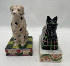 Jim Shore Dalmatian Scottie Dog Salt And Pepper Shakers Certified Intl 5” - Picture 1 of 6