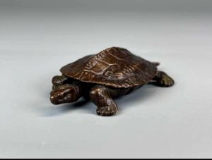 Alte Japanische Bronze Schildkröte Japan Okimono - Bild 1 von 8