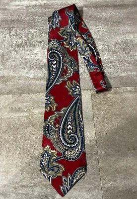 CORBATA ANCHA PARA HOMBRE DE COLECCIÓN, CLAYBROOKE, CACHEMIRA BORGOÑA, SEDA PURA, USADA Foto 1 de 3