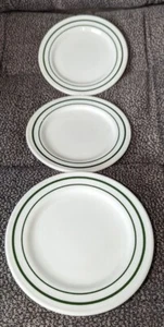 VTG Anchor Hocking/ Anchorware #945 Saratoga Green Stripe Side Plate/ Set of 3 - Picture 1 of 4