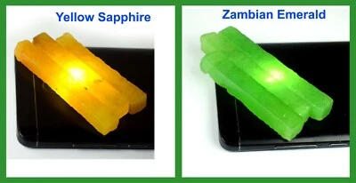 6 Pcs  Yellow Sapphire & Zambian Emerald 360 Ct+ Gemstone Slice Rough Lot - Image 1 of 4