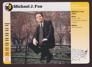 MICHAEL J. FOX Movie Film & TV Actor 2001 GROLIER STORY OF AMERICA CARD #136-8