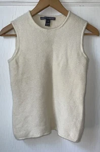 Saks Fifth Avenue Sleeveless Cashmere Shell Ivory Old Money Capsule Sz S - Picture 1 of 6