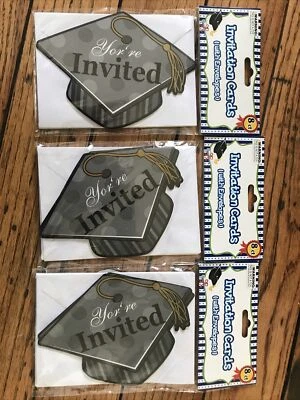 Classic Graduation Invitation Cards Three 8 Count Packages (24) White Envelopes - Image 1 of 2