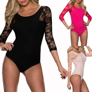 Womens Fashion Lace 3/4 Sleeves Teddy Sleepwear Chemise Lingerie 3172 Size S/M - Picture 1 of 10
