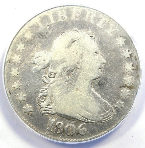 1806 Draped Bust Quarter 25C Coin - Certified ANACS VG8 Details - Rare Date! Cover