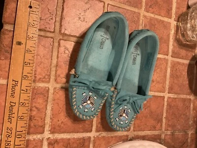 Zapatos para mujer Minnetonka 4011 mocasines verde azulado con cuentas talla 5 Foto 1 de 4