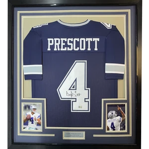 Framed Autographed/Signed Dak Prescott 35x39 Dallas Dark Blue Jersey JSA COA - Picture 1 of 2