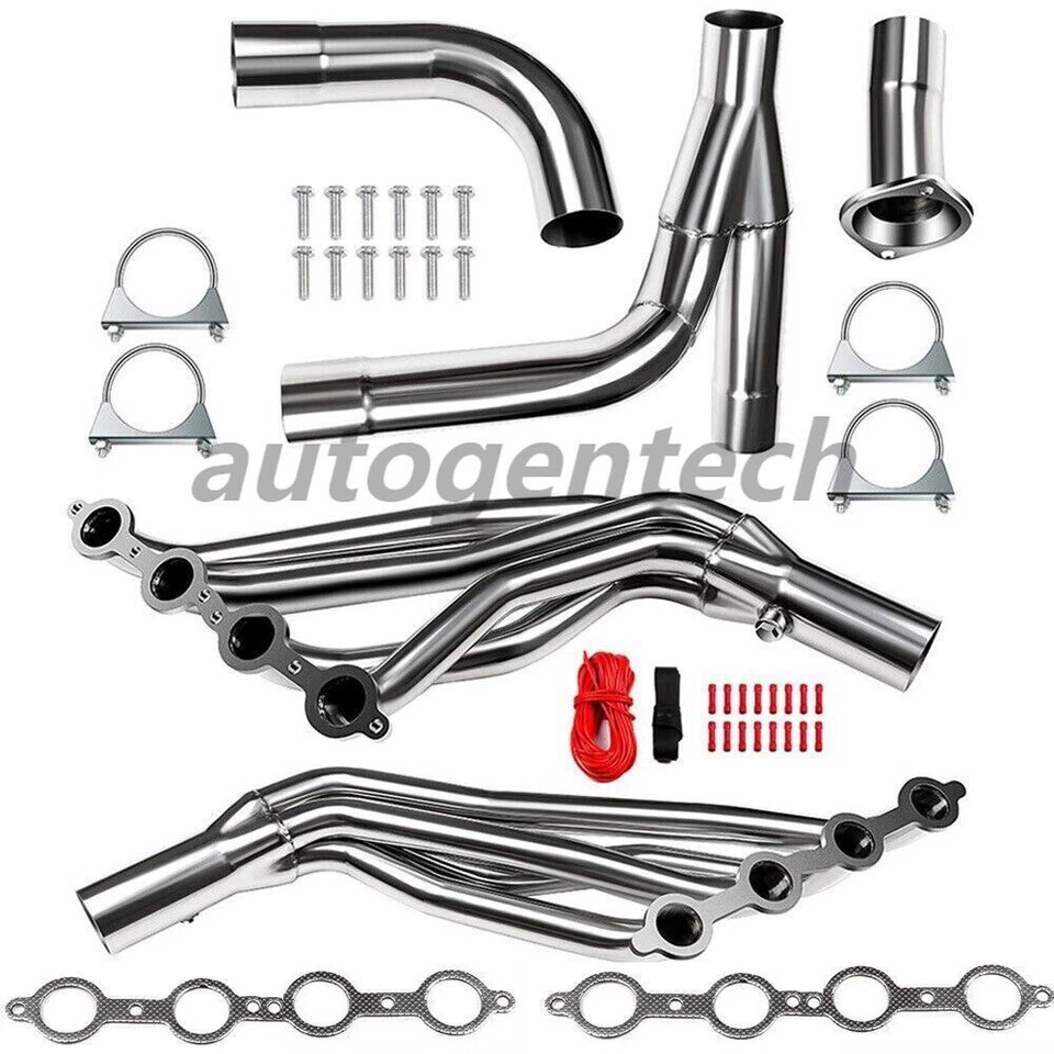 Long Tube Headers Fit For 99-06 Chevy GMC Sierra Silverado 4.8/5.3/6.0 W/ Y Pipe - Image 1 of 4