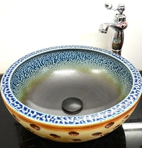 Vaso bagno rotondo guardaroba ceramica piano di lavaggio lavandino ciotola di lavaggio manc - Foto 1 di 5