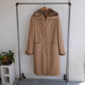 Vintage Forecaster of Boston Faux Fur Lined Trench Coat With Twist Buttons - Picture 1 of 23
