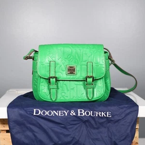 Dooney & Bourke Green Logo Satchel Handbag DB Letters Top Zip - Picture 1 of 24