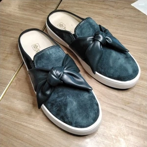 Zapatos Spenco sin cordones sin espalda Hunter verde gamuza con lazo de vinilo talla 9B - Imagen 1 de 6