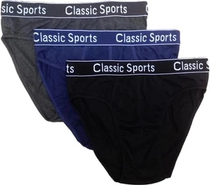 3 Pack Mens Assorted Classic Sports Ribbed Elasticated Hipster Briefs Medium - Picture 1 of 1