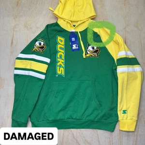 NEW DAMAGED Oregon Ducks Starter Hoodie Sweatshirt Green Yellow XL - Picture 1 of 18