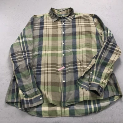 Camisa Steven Alan Para Hombres 2XL Verde Marrón Algodón Informal Botón Manga Larga Diseñador Foto 1 de 4
