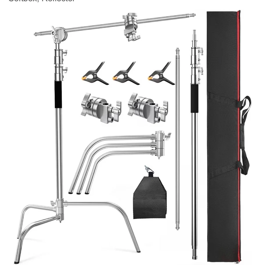 Soporte Pro 100 % acero inoxidable resistente en C con brazo de pluma, altura máxima 10,5 pies/320 Foto 1 de 1