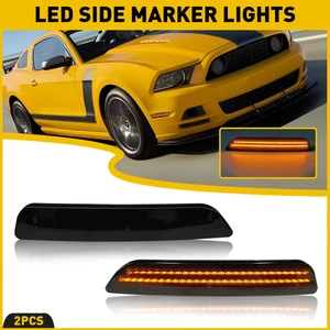 2pc For Ford 2010-2014 Mustang ''AMBER LED" Front Marker Side Light Housing Lamp - Picture 1 of 10