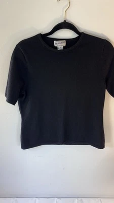 Pendleton Women Wool Cashmere Short Sleeve Sweater Light Weight Crew Black MED - Image 1 of 4