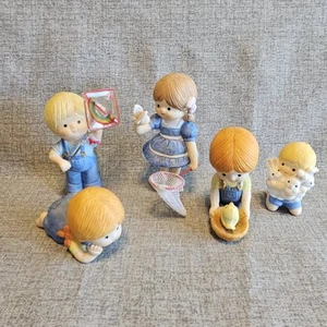 Enesco Country Cousins Butterfly Net Kite Bunnies Chick 1980s  Lot of 4 Vtg - Picture 1 of 20