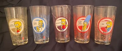 Tazas de vidrio coleccionables Quick Burger Simpsons película - COLECCIÓN COMPLETA Foto 1 de 4