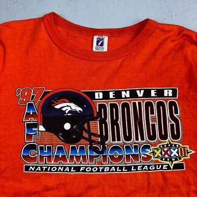 Denver Broncos 1997 винтажный логотип 7 AFC чемпион футболка оранжевый футбол 2XL - Изображение 1 из 4