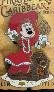 DLR - Fluch der Karibik - Goldene Mickey Ikone Minnie rotes Kleid Disney Pin - Bild 1 von 1