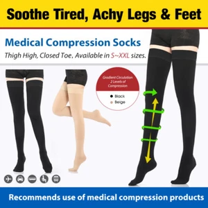Compression Stockings 20-30 mmHg Women Men Edema Varicose Veins Nursing Flight - Picture 1 of 14
