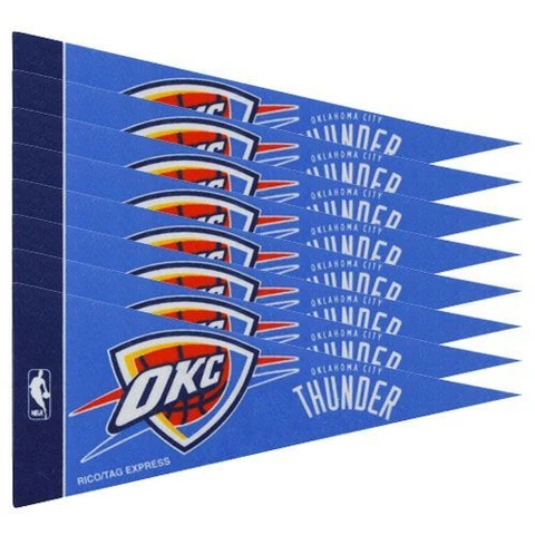 Oklahoma City Thunder NBA 4x9 Mini PENNANT Banner Flag Set (8) FREE US SHIPPING Cover