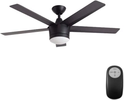 Home Decorators Merwry 52 in. LED Indoor Matte Black Ceiling Fan - Image 1 of 4